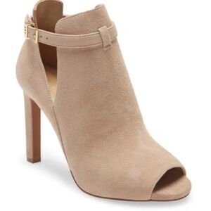 Michael Kors Tan Heeled Boots with Cut-Out Design